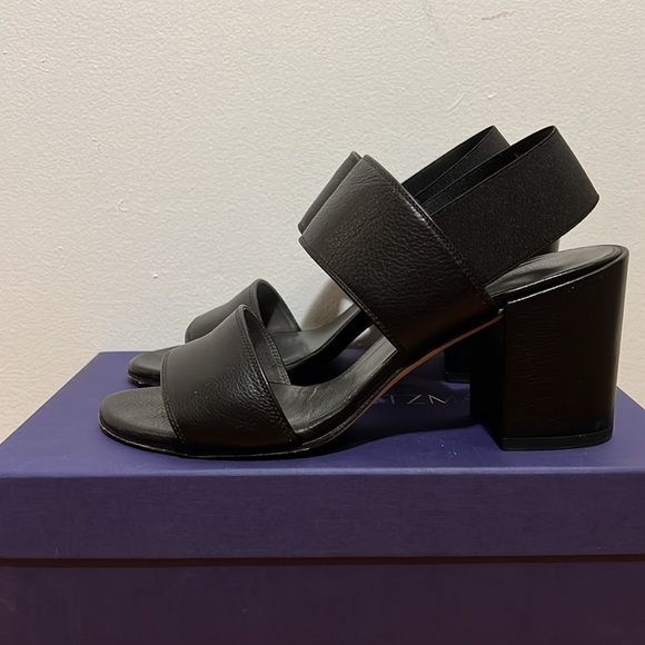 Black Stuart Weitzman Block Heel Sandal - Picture 3 of 8